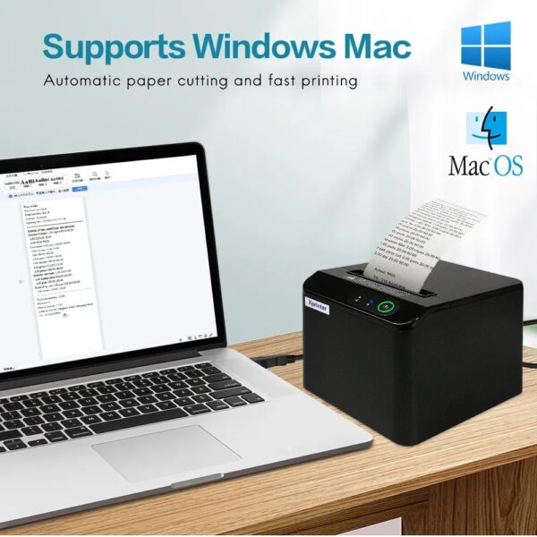 Thermal Receipt Bill Printer 80mm POS Printer, USB Receipt Printers with Auto Cutter Support Cash Drawer, USB Interface for Windows & Mac - Image 2