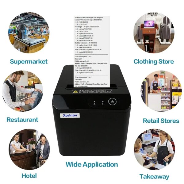 Thermal Receipt Bill Printer 80mm POS Printer, USB Receipt Printers with Auto Cutter Support Cash Drawer, USB Interface for Windows & Mac - Image 3