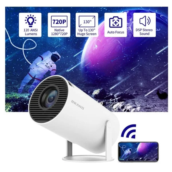 HY300 Android 11.0 Portable Projector 2.4G / 5G WiFi BT4.1 1280*720dpi 120 Ansi Lumens Home Theater Media Player - EU Plug - Image 2