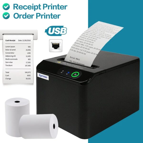 Thermal Receipt Bill Printer 80mm POS Printer, USB Receipt Printers with Auto Cutter Support Cash Drawer, USB Interface for Windows & Mac - Image 7