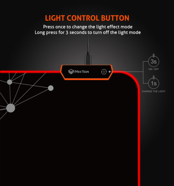 Meetion PD120 RGB Gaming Mouse Pad – Non-Slip Rubber Base, LED Backlit, Plug & Play - Image 5
