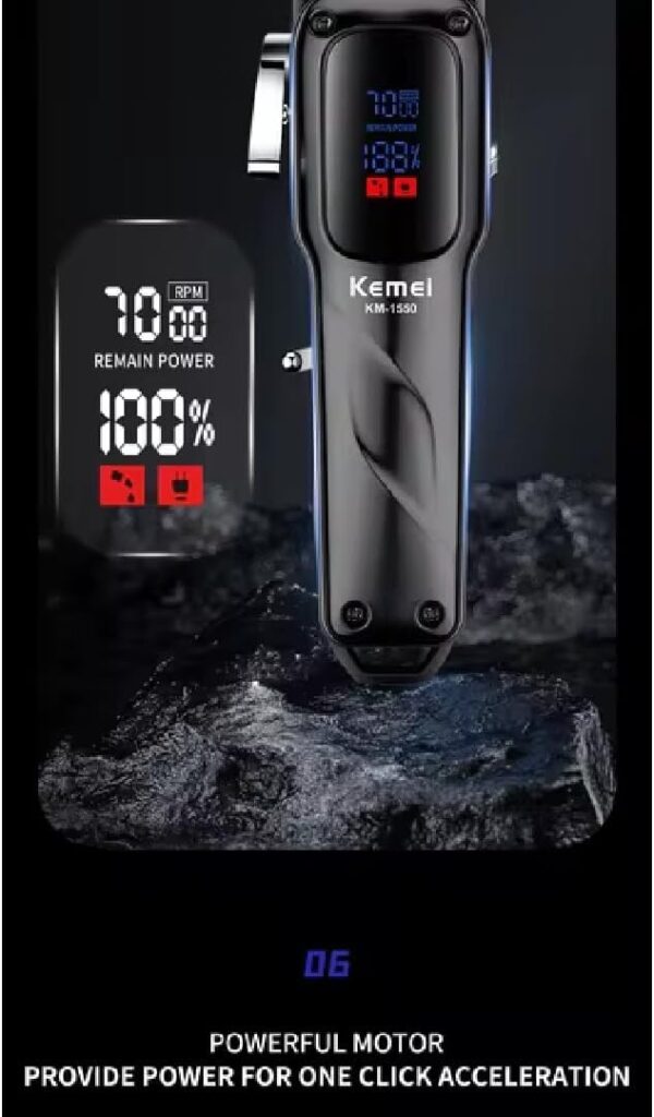KEMEI Hair Trimmer KM-1550: Men's Rechargeable Professional Electric Hair Clippers Trimmer - Image 5