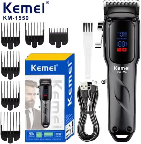 KEMEI Hair Trimmer KM-1550: Men's Rechargeable Professional Electric Hair Clippers Trimmer - Image 6