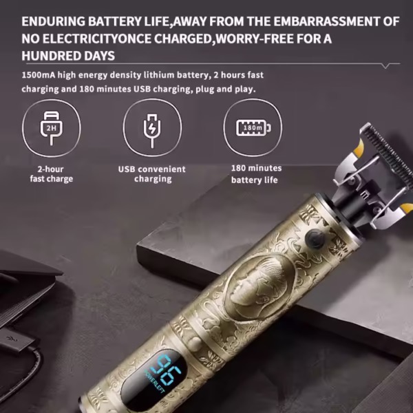 KEMEi KM-PG1815 Large Capacity Lithium Rechargeable Electric Hair Cutter Shaving Machine Razor Hair Trimmer - Image 2