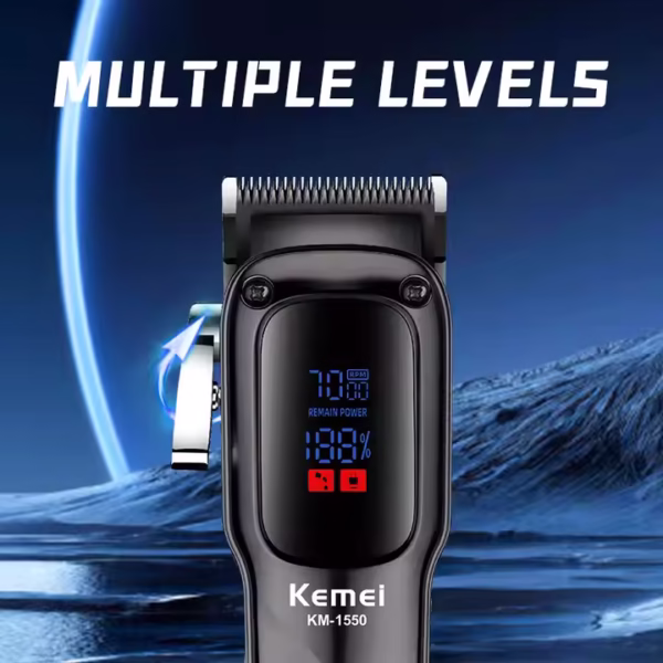 KEMEI Hair Trimmer KM-1550: Men's Rechargeable Professional Electric Hair Clippers Trimmer - Image 3