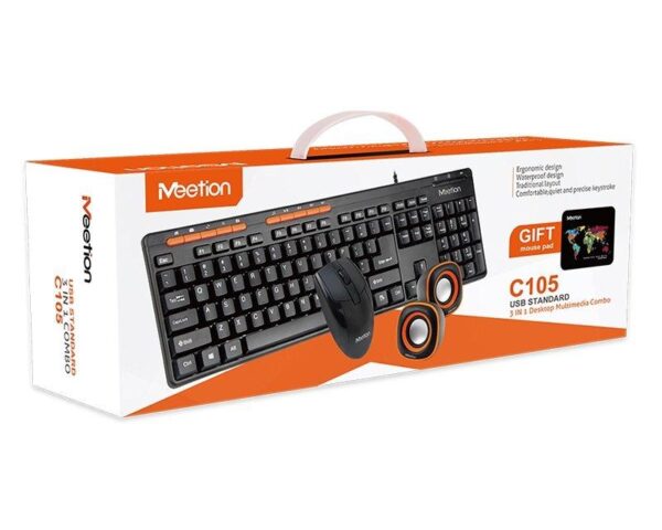 Meetion MT-C105 USB Wired Combo: Keyboard, Mouse, and 3-In-1 Speaker S - Image 3