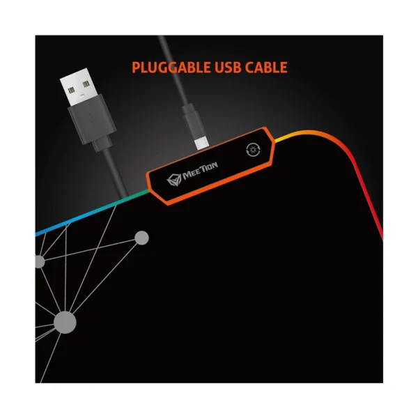 Meetion PD120 RGB Gaming Mouse Pad – Non-Slip Rubber Base, LED Backlit, Plug & Play - Image 3