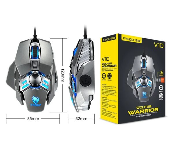 T-WOLF V10 WARRIOR BLACK RGB GAMING MoUSE - Image 6