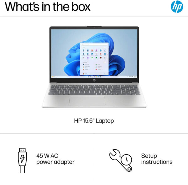 HP 15-FD0107DX Laptop, 15.6" FHD IPS Touchscreen Display, Intel Core i7-1255U Processor, 16GB RAM, 512GB SSD, Intel Iris Xe Graphics, English Keyboard, Windows 11, Natural Silver - Image 5