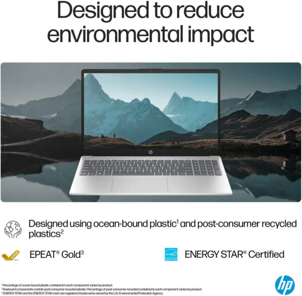 HP 15-FD0107DX Laptop, 15.6" FHD IPS Touchscreen Display, Intel Core i7-1255U Processor, 16GB RAM, 512GB SSD, Intel Iris Xe Graphics, English Keyboard, Windows 11, Natural Silver - Image 2
