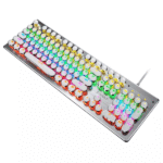 T-WOLF T75 black/silver 104 keys RGB seven-color backlit competitive Internet cafe retro-punk plug-in mechanical Gaming Keyboard