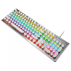 T-WOLF T75 black/silver 104 keys RGB seven-color backlit competitive Internet cafe retro-punk plug-in mechanical Gaming Keyboard