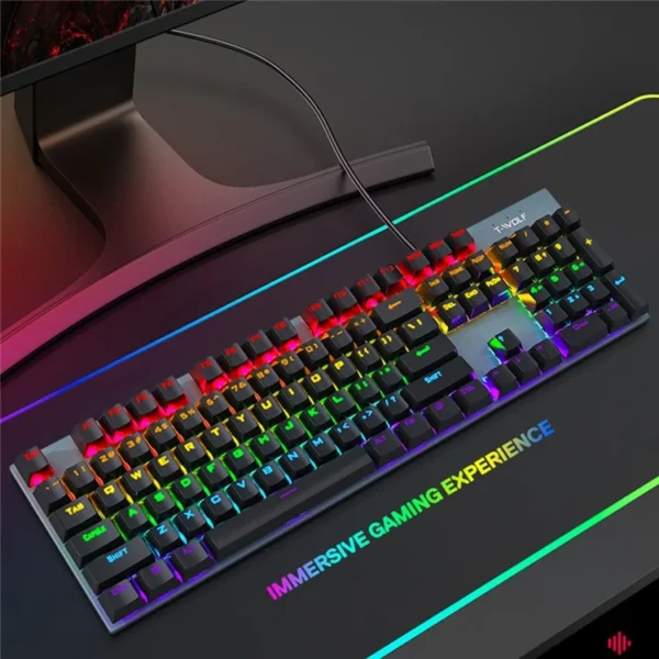 T-WOLF T17 Wired USB Keyboard 104 Keys Color Backlit Mechanical Gaming Keyboard for Computer - Image 3