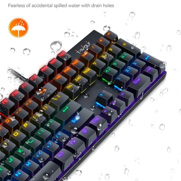T-WOLF T17 Wired USB Keyboard 104 Keys Color Backlit Mechanical Gaming Keyboard for Computer - Image 6