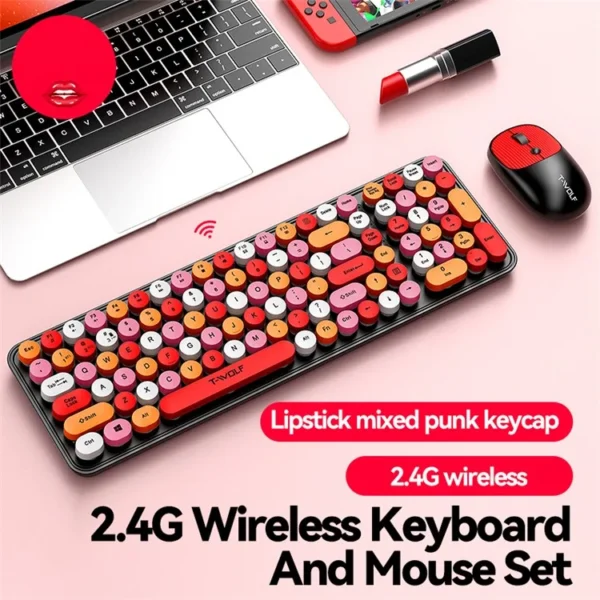 T-WOLF TF350 Dot Punk Wireless Keyboard Mouse Combo - Image 7