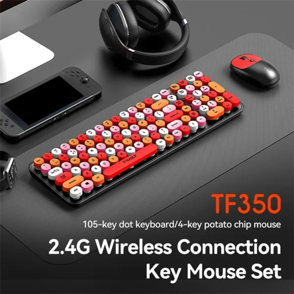 T-WOLF TF350 Dot Punk Wireless Keyboard Mouse Combo - Image 6