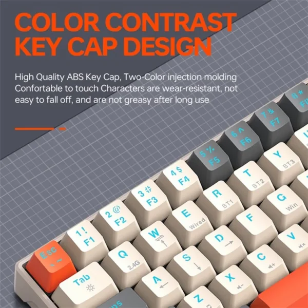 T-WOLF T30 Mechanical Keyboard Wired + Wireless + Bluetooth-compatible 3-Mode RGB Gaming Keyboard 63 Keys - Mix Color - Image 7