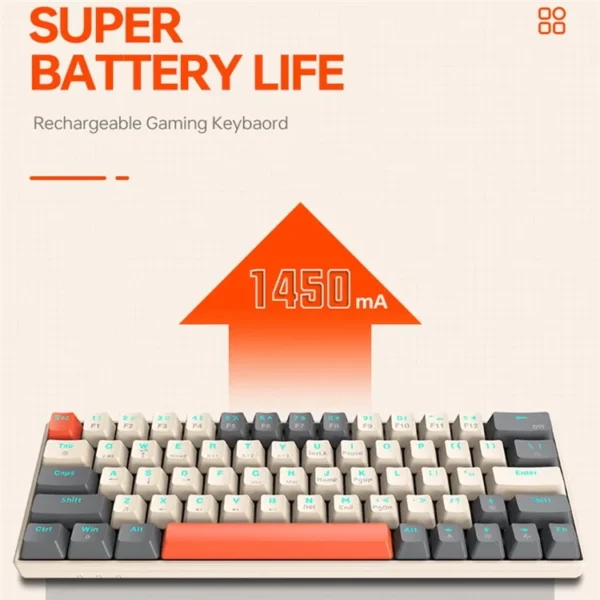 T-WOLF T30 Mechanical Keyboard Wired + Wireless + Bluetooth-compatible 3-Mode RGB Gaming Keyboard 63 Keys - Mix Color - Image 6