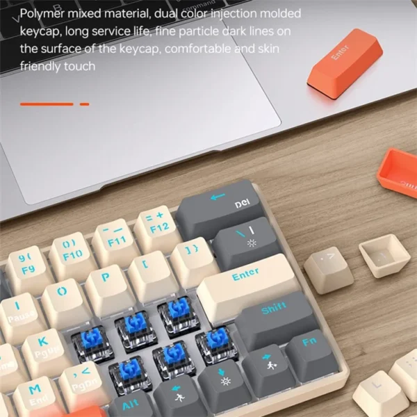 T-WOLF T30 Mechanical Keyboard Wired + Wireless + Bluetooth-compatible 3-Mode RGB Gaming Keyboard 63 Keys - Mix Color - Image 4