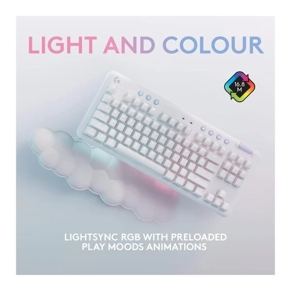 Logitech G715 Wireless RGB Keyboard (GX-Brown Tactile) – White - Image 3