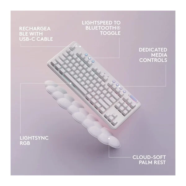 Logitech G715 Wireless RGB Keyboard (GX-Brown Tactile) – White - Image 5