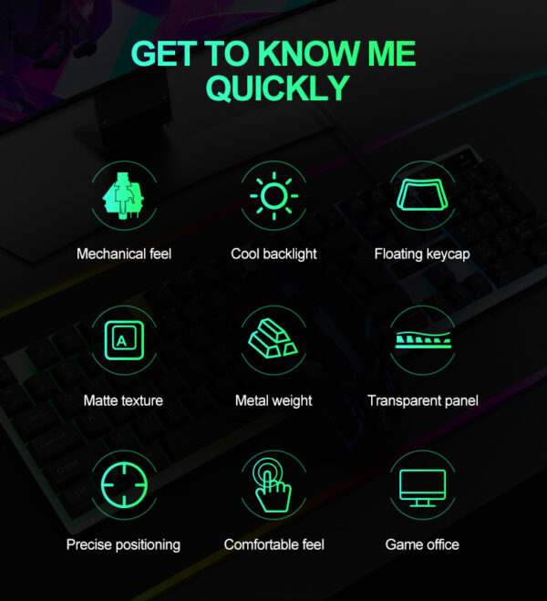 T-Wolf TF230 Wired RGB Keyboard And Mouse Set 104 Keys Mechanical Feel Keyboard - Image 4