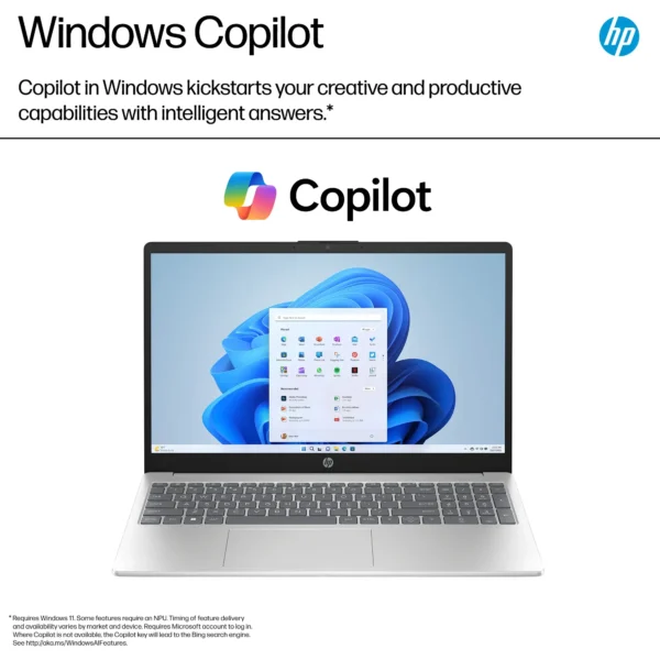 HP 15-FD0005DX Core™ i5-1235U | 8GB DDR4 RAM ; 512 SSD NVMe | 15.6 inches HD TouchScreen Micro-Edge Display | Intel Iris Xe Graphics | Windows 11 Home in S Mode | Natural Silver - Image 4