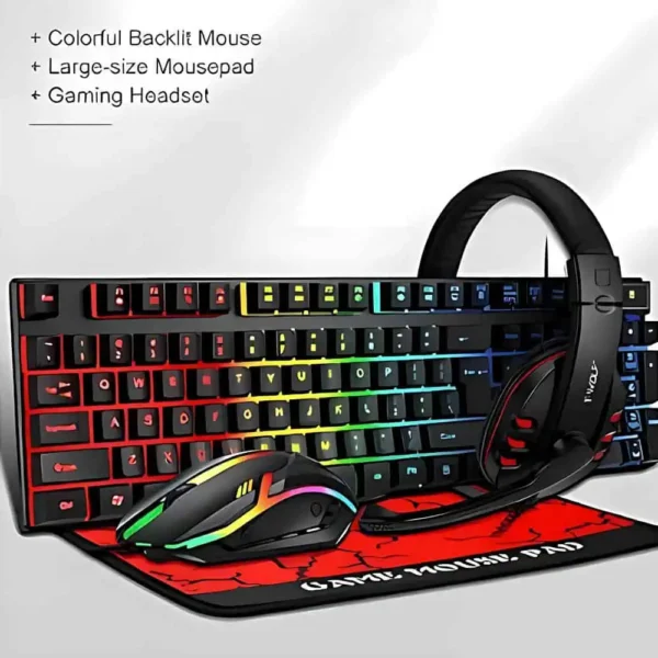 T-WOLF TF800 Gaming Keyboard + Mouse + Gaming Headset + Mouse Pad Combo LED Backlit Wired Gamer - Image 7