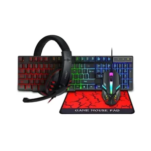 T-WOLF TF800 Gaming Keyboard + Mouse + Gaming Headset + Mouse Pad Combo LED Backlit Wired Gamer