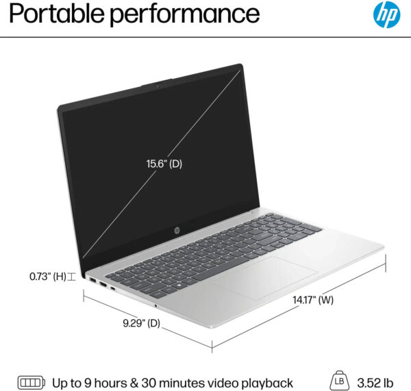 HP 15-FD0107DX Laptop, 15.6" FHD IPS Touchscreen Display, Intel Core i7-1255U Processor, 16GB RAM, 512GB SSD, Intel Iris Xe Graphics, English Keyboard, Windows 11, Natural Silver - Image 3