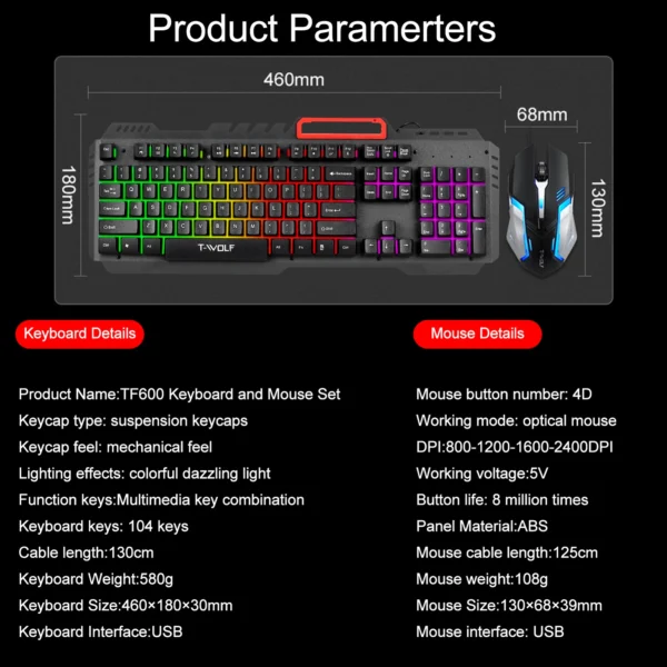 Wolf TF-600 Thunder  keyboard and set metal plate notebook R9Q8 - Image 5