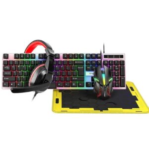 T-WOLF TF240 Wired Headphone Backlight Keyboard Mouse Set with Mouse Pad