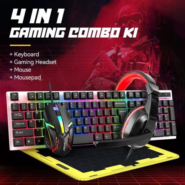 T-WOLF TF240 Wired Headphone Backlight Keyboard Mouse Set with Mouse Pad - Image 2