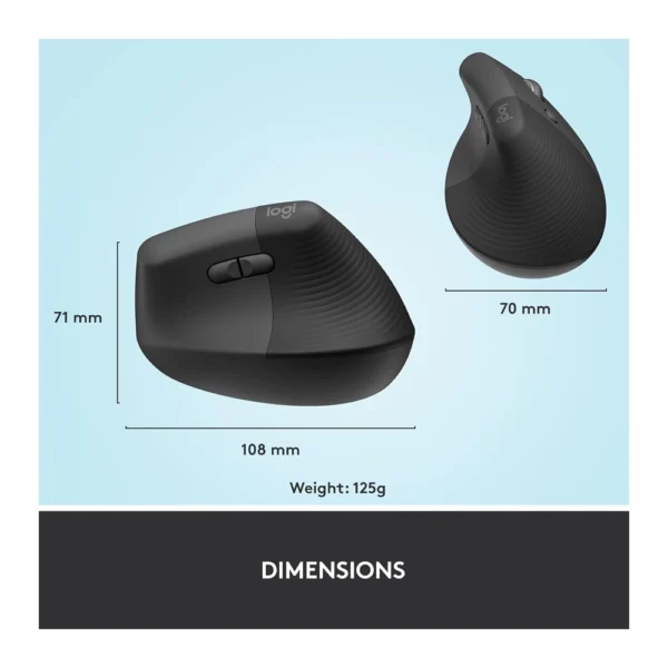 Logitech Lift Vertical Ergonomic Mouse – Graphite / Black - Image 3