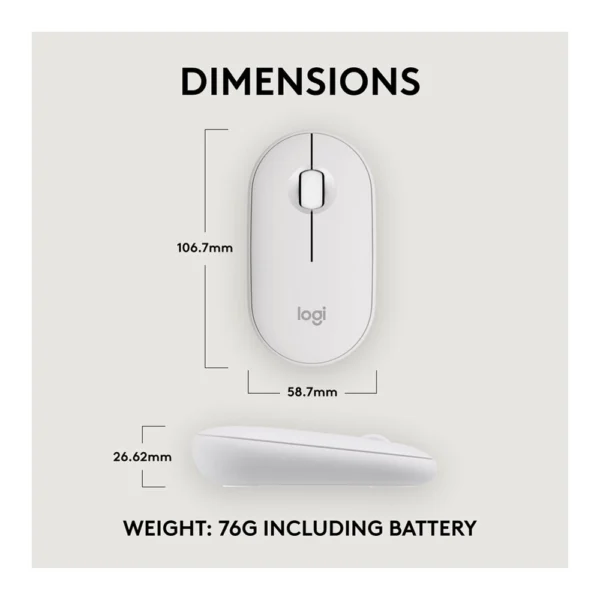 Logitech M350S Pebble 2 Bluetooth Mouse – Tonal White - Image 4