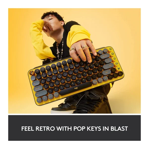 Logitech POP Keys Wireless Mechanical Emoji Keyboard – Blast Yellow - Image 3