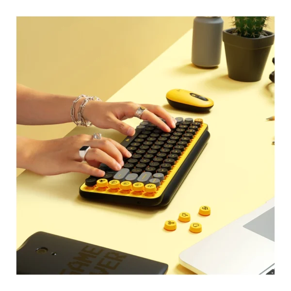 Logitech POP Keys Wireless Mechanical Emoji Keyboard – Blast Yellow - Image 2