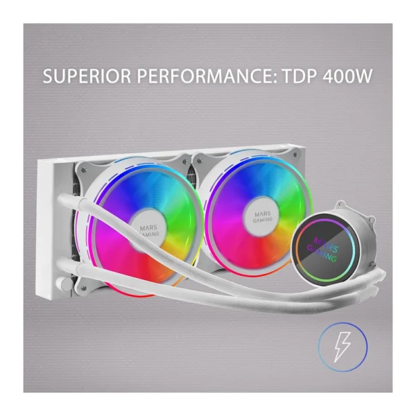 Mars Gaming ML-ONE240 Water cooling AIO – White Edition - Image 3
