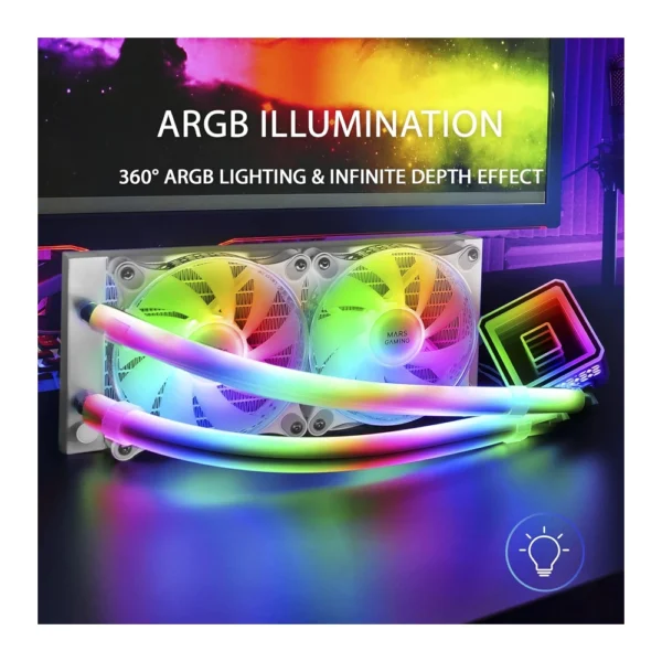 Mars Gaming ML-Ultra240 Water cooling AIO – White - Image 2