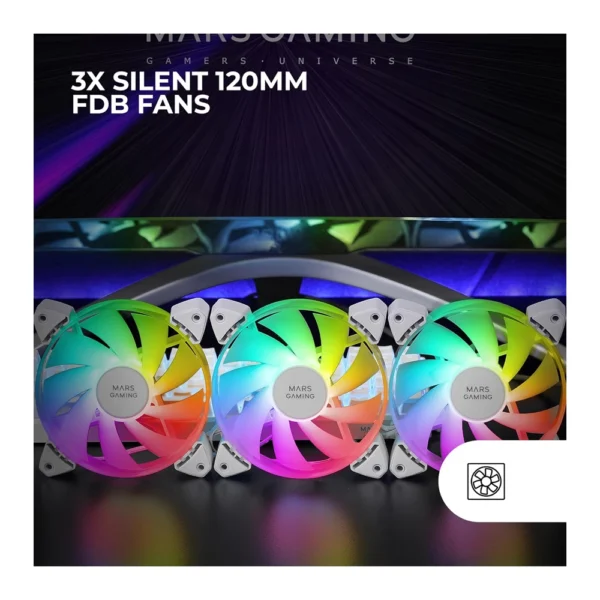 Mars Gaming MF-3AR 3-in-1 120mm ARGB Frameless Fan Kit – White - Image 2