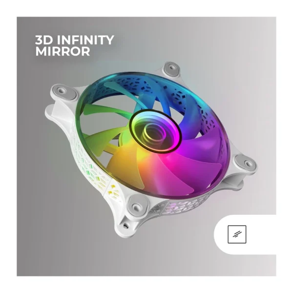 Mars Gaming MF-3Dkit – 3x12cm Infinite Mirror Fan – White - Image 2