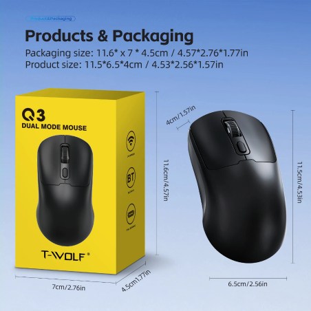 T-WOLF Q3 Dual Mode Wireless Mouse - Image 6