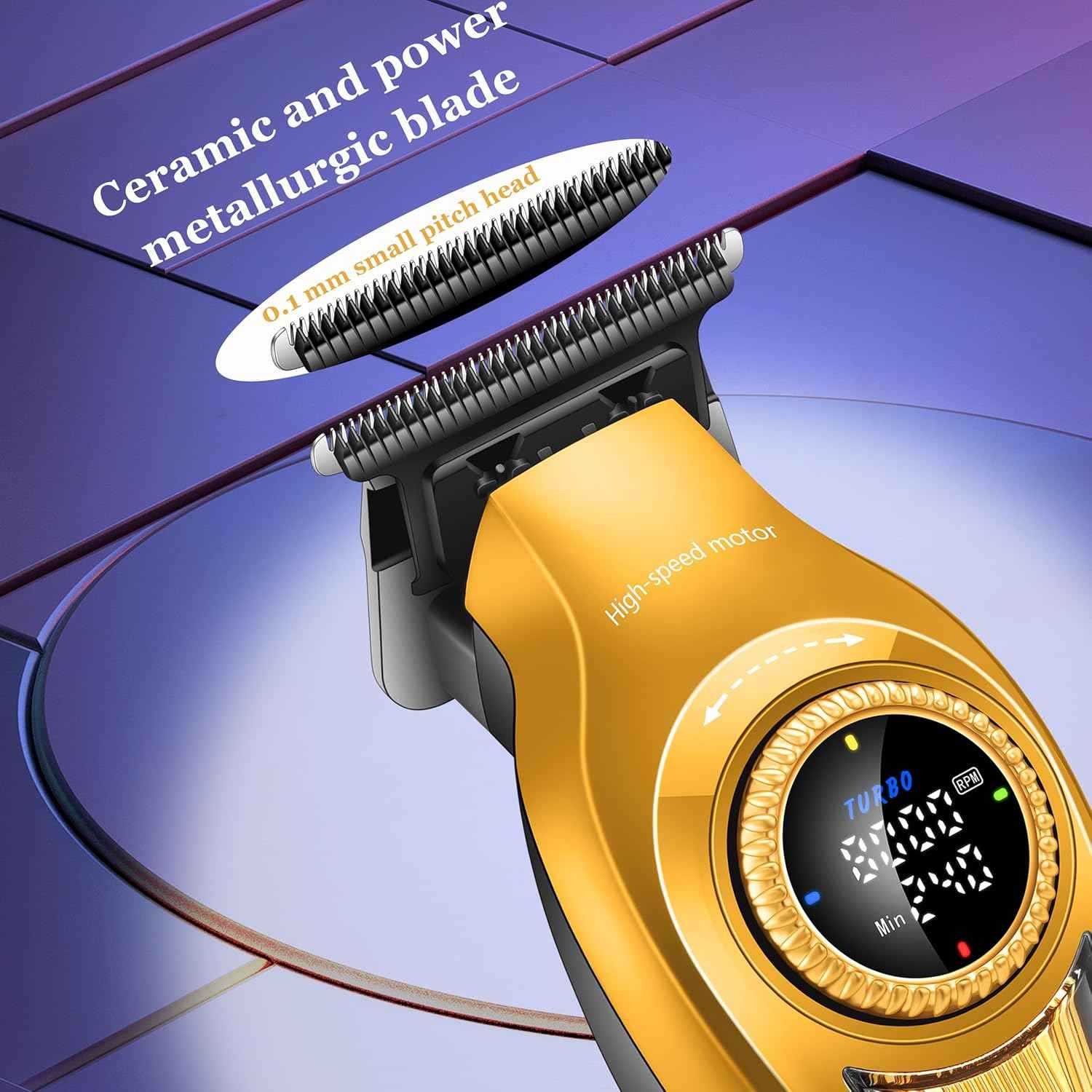 KEMEI 1677 Beard Trimmer for Men, Professional Hair Clippers, Cordless Barber Clipper with LED Display, DLC T-Blade Hair Trimmer, 8000 RPM Turbo Brushless Motor - Image 5