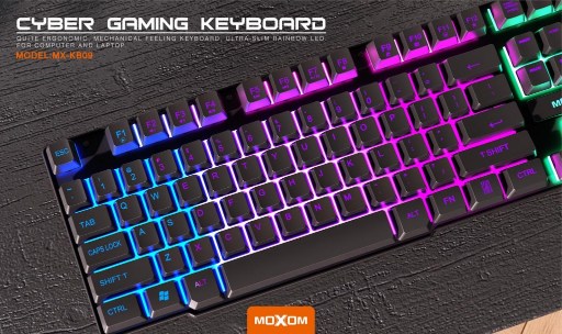 MOXOM MX-KB09, USB Gaming Keyboard Rainbow BackLight - Image 2