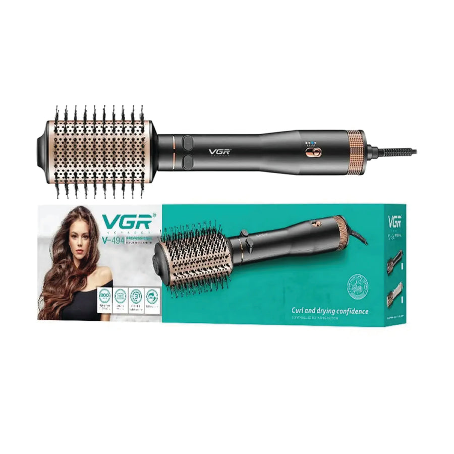 800W Professional Rotating Hot Air Styler Comb with 3 Air Flow Modes V-494 - Black