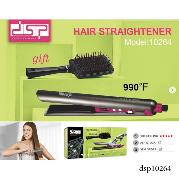 DSP 10264, Professional Hair Straightener With Hair Brush - Image 3