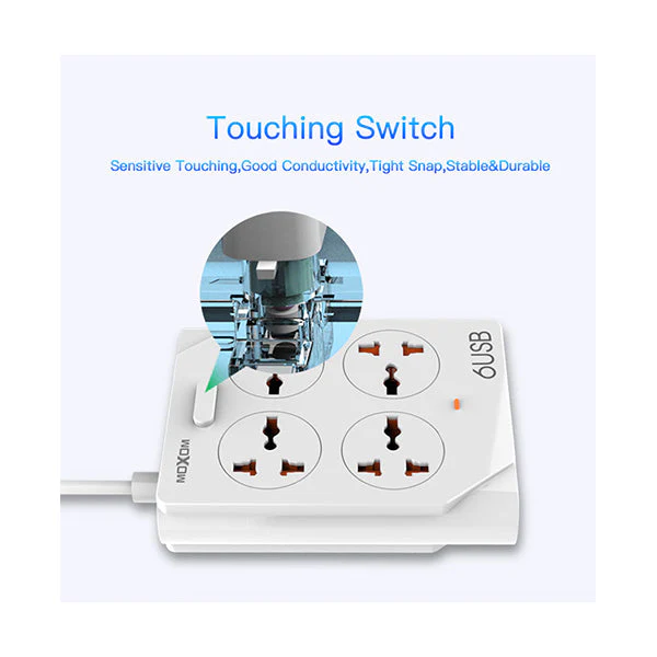 MOXOM UK PLUG EXTENSION SOCKET WITH 4 ANTI STATIC UNIVERSAL POWER SOCKET 6 USB PORTS CHARGER ADAPTER OUTPUT 3.4A SURGE PROTECTOR POWER STRIP - 1.5meter KH-63Y - Image 6