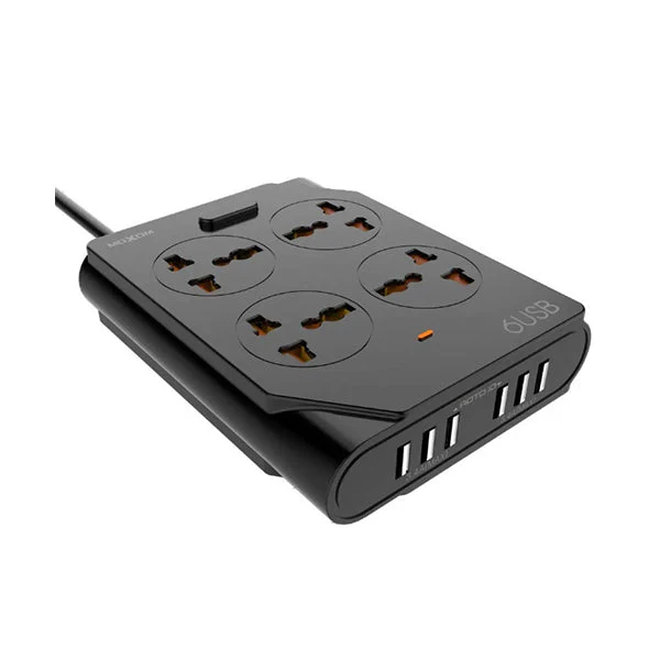 MOXOM UK PLUG EXTENSION SOCKET WITH 4 ANTI STATIC UNIVERSAL POWER SOCKET 6 USB PORTS CHARGER ADAPTER OUTPUT 3.4A SURGE PROTECTOR POWER STRIP - 1.5meter KH-63Y