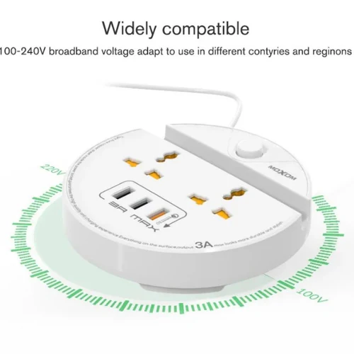 Moxom ST03 Power Socket With 3 USB Fast Charging Ports And Mobile Stand - Black - Image 2