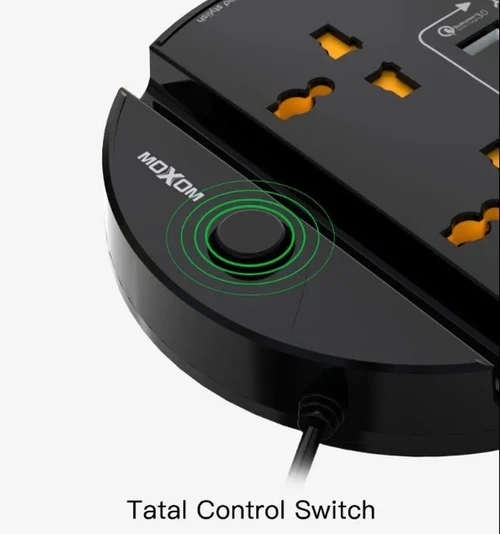 Moxom ST03 Power Socket With 3 USB Fast Charging Ports And Mobile Stand - Black - Image 3